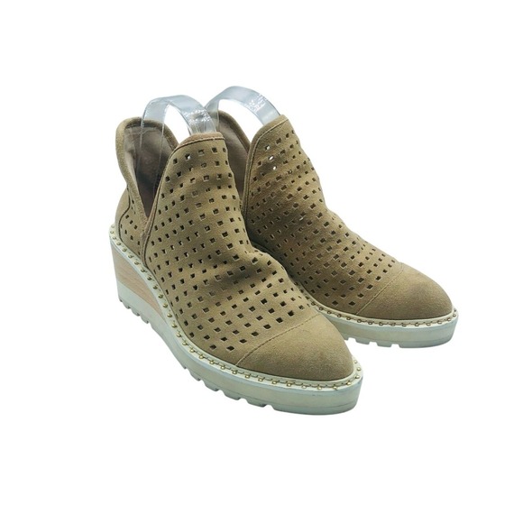 Cecelia Shoes - Cecelia‎ Warm Sand Suede Laser-cut Booties Size 6.5